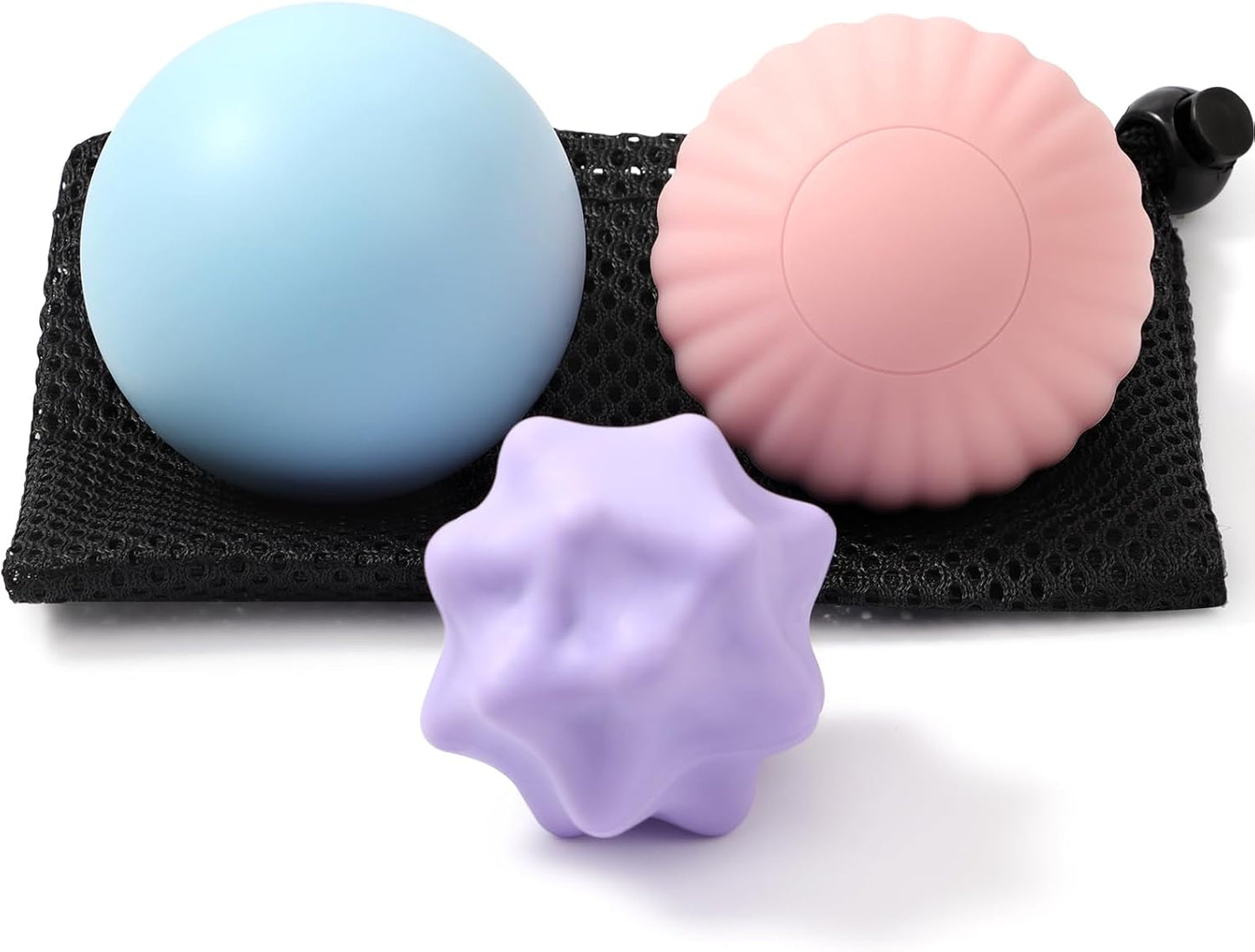 HODEMI Peanut Massage Ball Set, 3 Pack Peanut Roller, Textured Massage Ball & Trigger Point Ball for Deep Tissue Massage and Myofascial Release for Back, Neck, Hip and Foot with Mesh Bag