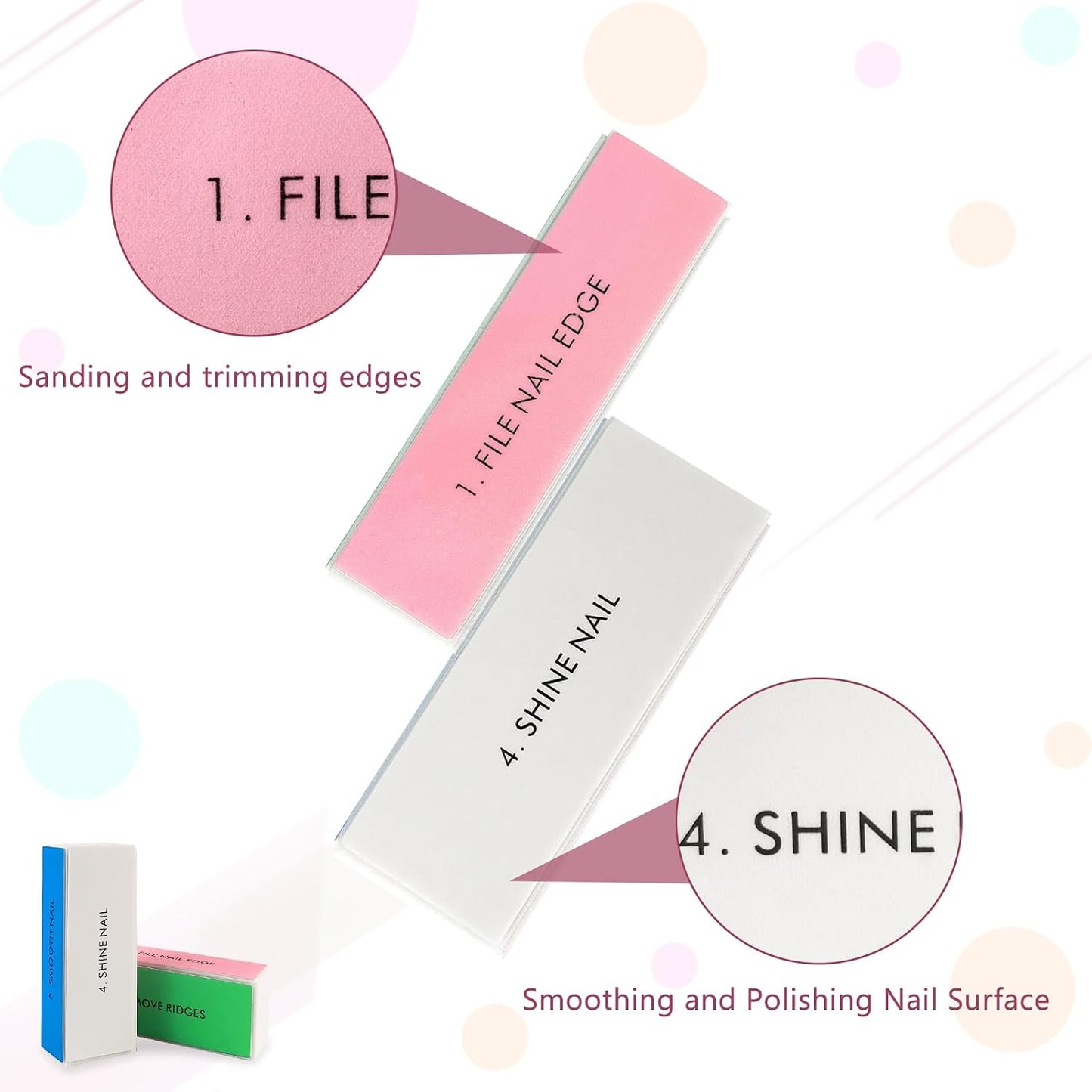 LNAUJS Professional Nail Files and Buffers Kit, Nail Sponge Buffer Blocks and 100/180 Grit Nail Files Set for Fingernail and Acrylic Nails