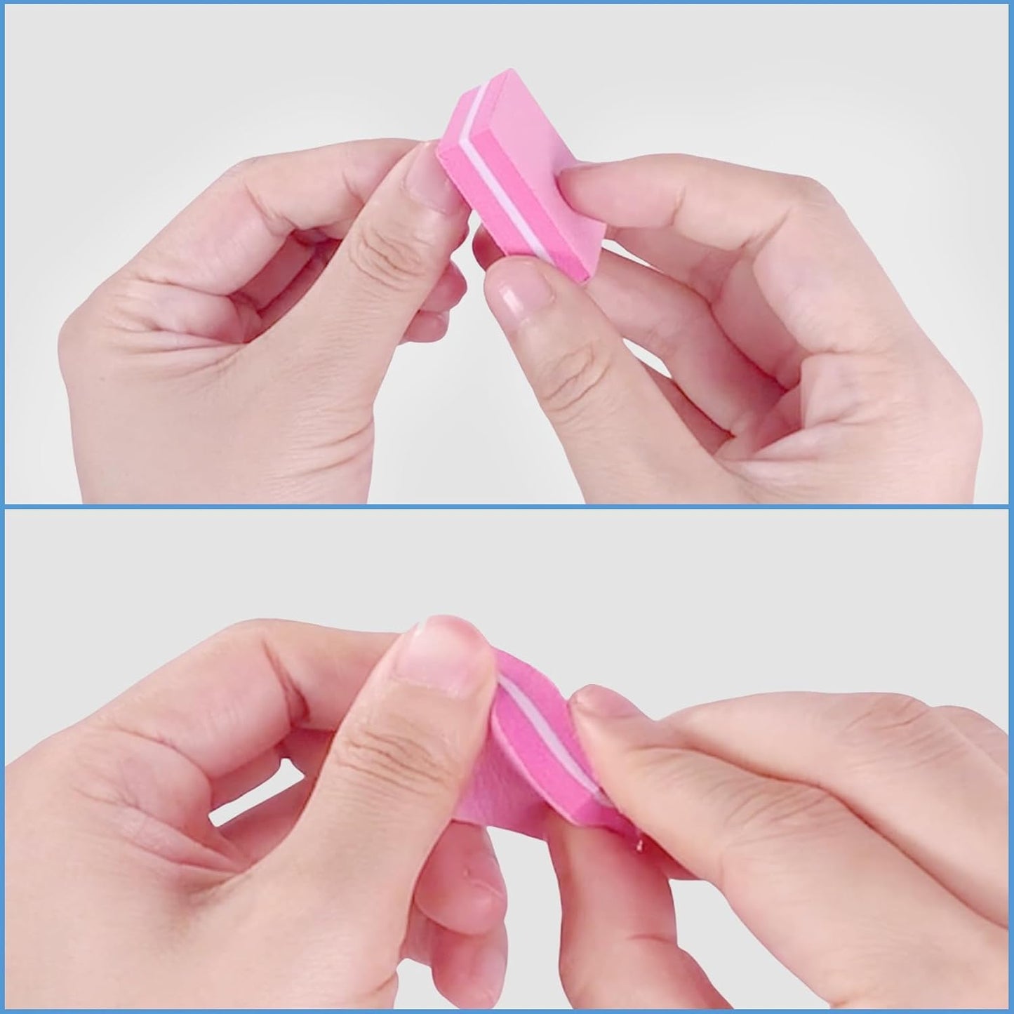 Nail Buffers (50 Pack), Mini Buffer Block Nail File for Acrylic Nails and Natural Nails, 100/180 Grit Nail Buffer Block Bulk Buffing Blocks for Nail Buff Professional Manicure File Blocks Set Pink