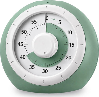 Visual Timer for Kids, 60-Minute Silent Countdown for Classroom, Home, Office, Kitchen, Rainbow Pattern Desk Timer, Time Management Tools with Silent Operation, Pomodoro Timer (Green)