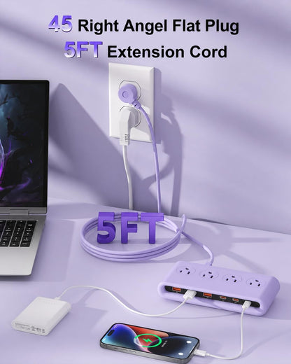 Power Strip with USB Port - 4AC & 6 USB(3USB C), Outlet Extender 5FT