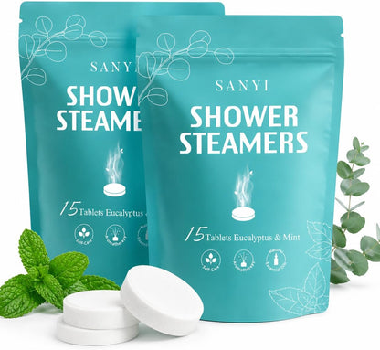 Shower Steamers Aromatherapy 15 Pack, Fathers Gifts, Eucalyptus & Mint Shower Bombs with Natural Essential Oils, Quick Sinus Relief Nasal Congestion, Relaxation Home Spa Gifts for Women Men