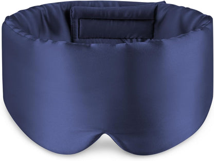 Zenssia 100% Mulberry Silk Sleep Mask Eye Mask for Man and Woman with Adjustable Headband, Full Size Large Sleep Mask & Blindfold for Total Blackout for All Night Sleep, Travel & Nap- Black