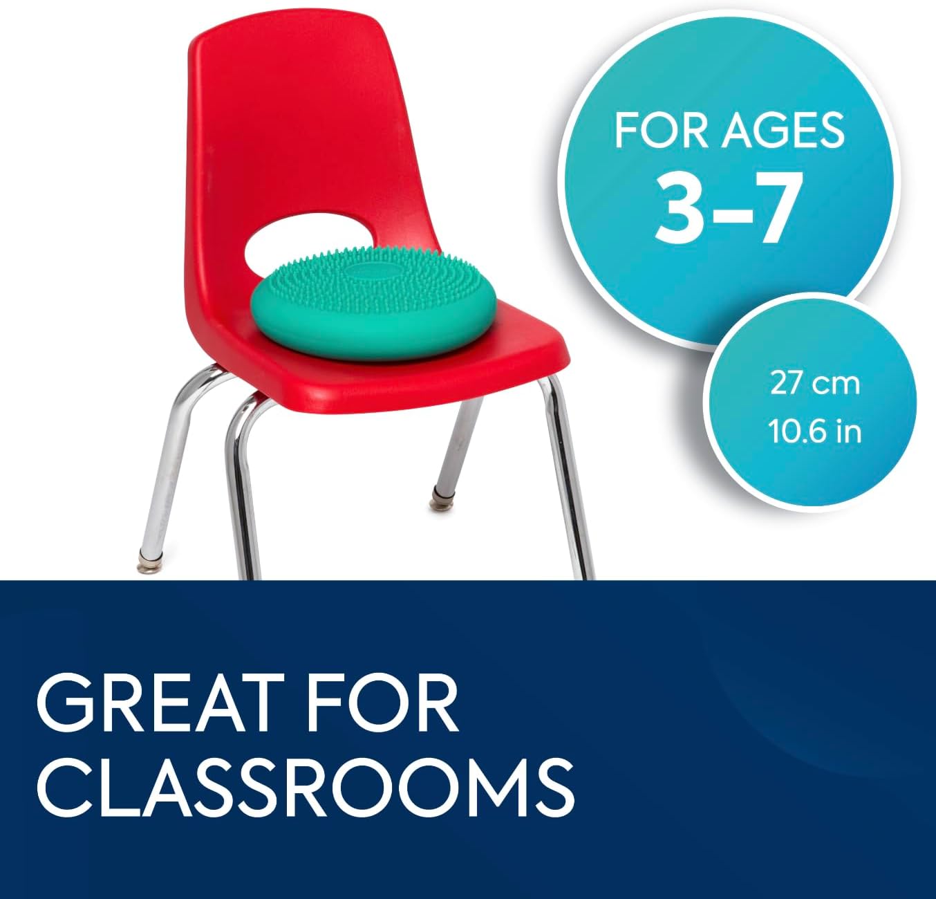 Bouncyband – Wiggle Seat – Purple, 13” D – Large Sensory Cushion for Kids Ages 6-18+ – Promotes Active Learning, Improves Student Productivity, Includes Easy-Inflation Pump