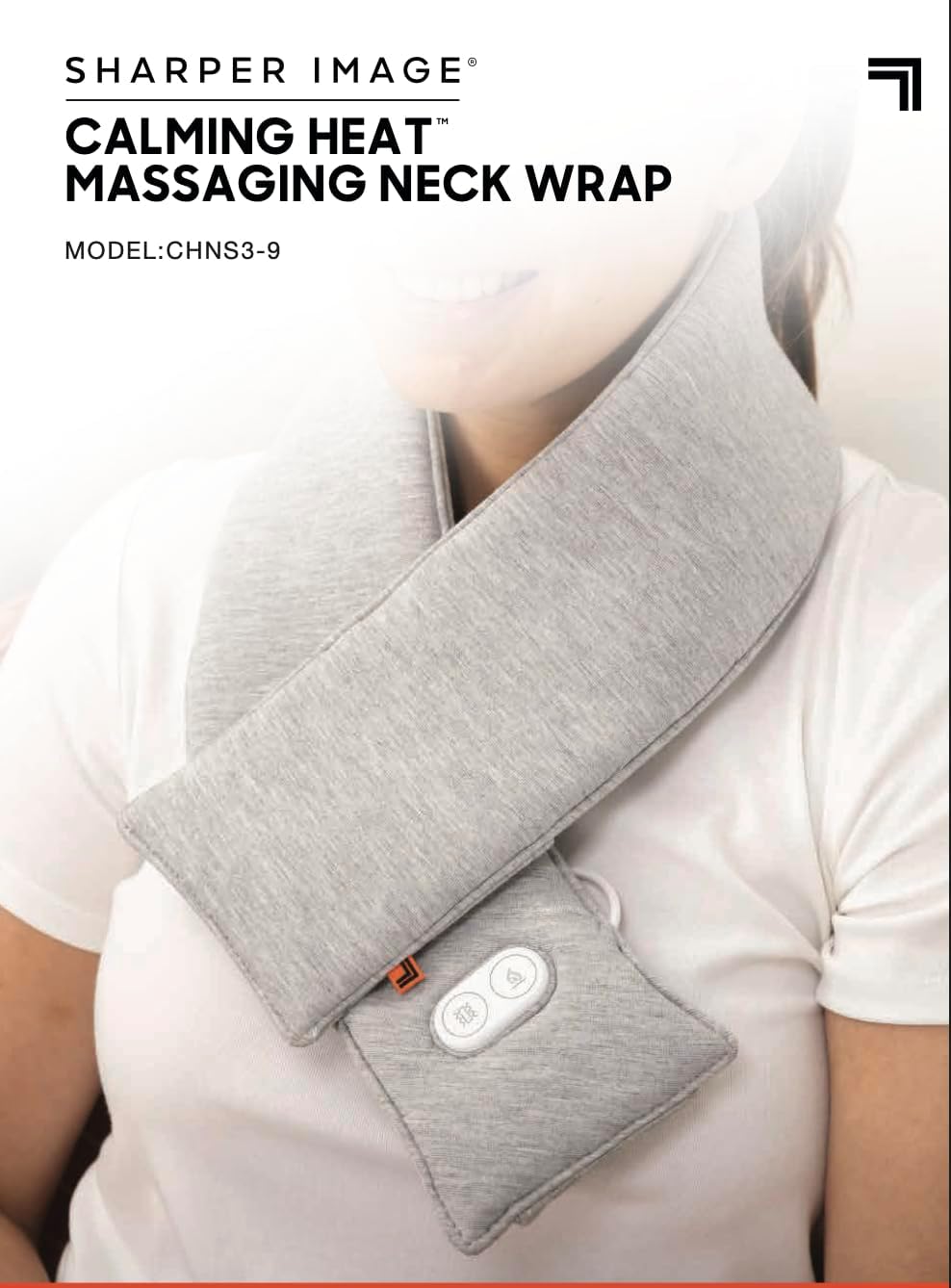 Calming Heat Neck Wrap by Sharper Image Copper & Charcoal Infused Personal Electric Neck Heating Pad with Vibrations, 3 Heat & 3 Vibration Settings- 9 Relaxing Combinations