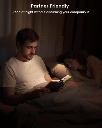 Glocusent 630nm Red Light Reading Light, 26 LEDs Zero Blue Light, 1600K Amber Book Light with 3 Modes & 5 Brightness Dimmable, 120H Runtime, Eye-Care Clip on Light for Book Lovers and Kids