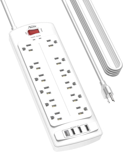 ALESTOR 6 Ft Surge Protector Power Strip with 12 Outlets and 4 USB Ports