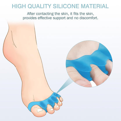 KTSAY Toe Spacers for Women & Men - Silicone Toe Separators for Bunion Relief, Hammer Toe, Plantar Fasciitis & Pedicures（2pcs,Blue）