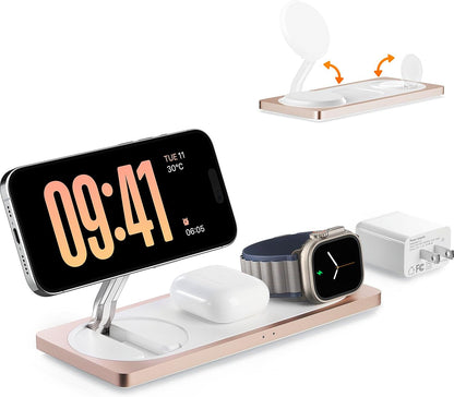 PETINO 3 in 1 Wireless Charging Station for Apple Devices with MagSafe