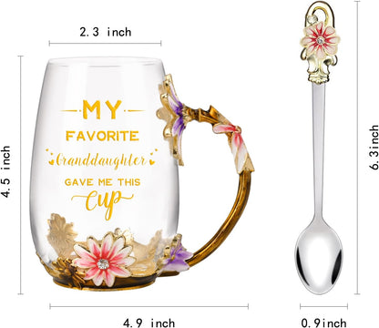 Enamel Glass Flower Tea Pot With Removable Loose Tea Leaf Infuser Tea Maker Teapot Set 30.4OZ Gifts for Women,Mom,Birthday