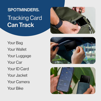 SPOTMINDERS Apple MFi Certified Wallet Tracker PRO Works with Apple Find My IP68 Rechargeable Tracking Card for Wallet Luggage Passport 0.07in Slim Credit Card Design Item Finder