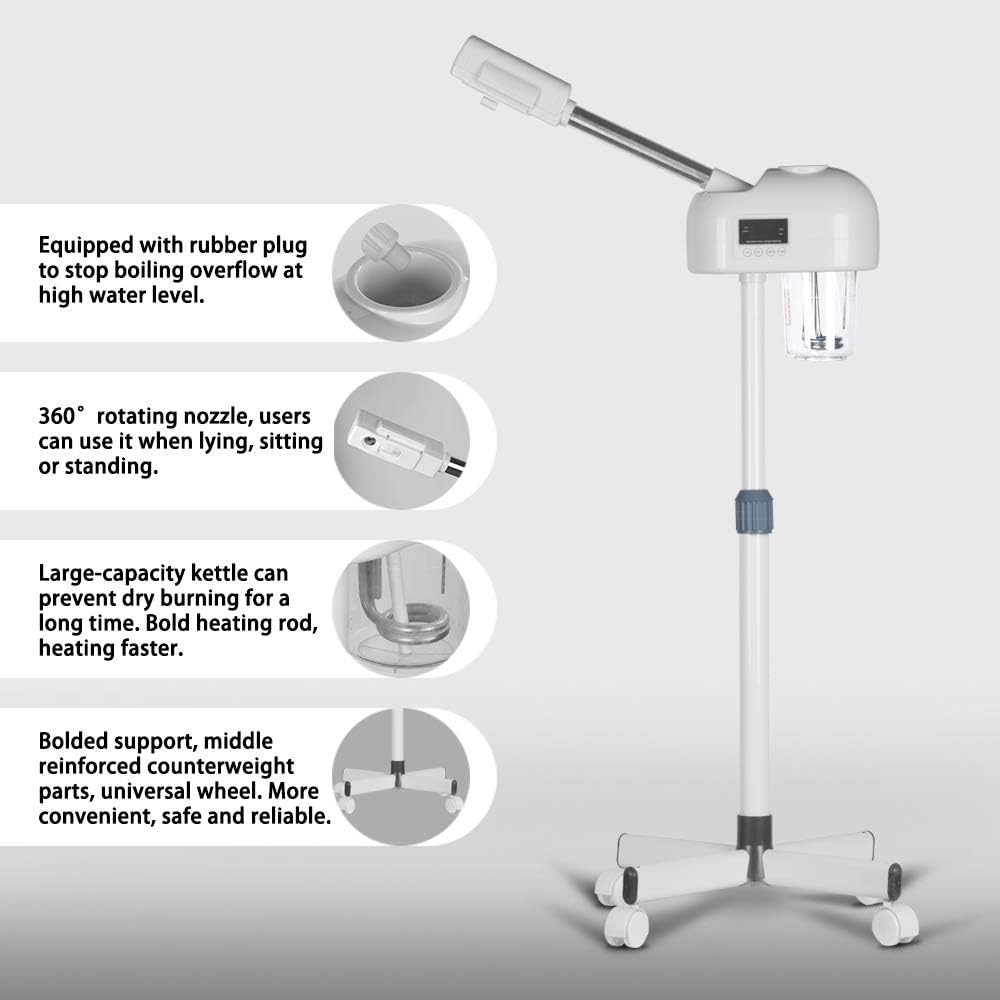 Facial Steamer with Hot Mist, Esthetician Barber Steamer, Height Adjustable & Rotatable Nozzle, for Home & Salon SPA