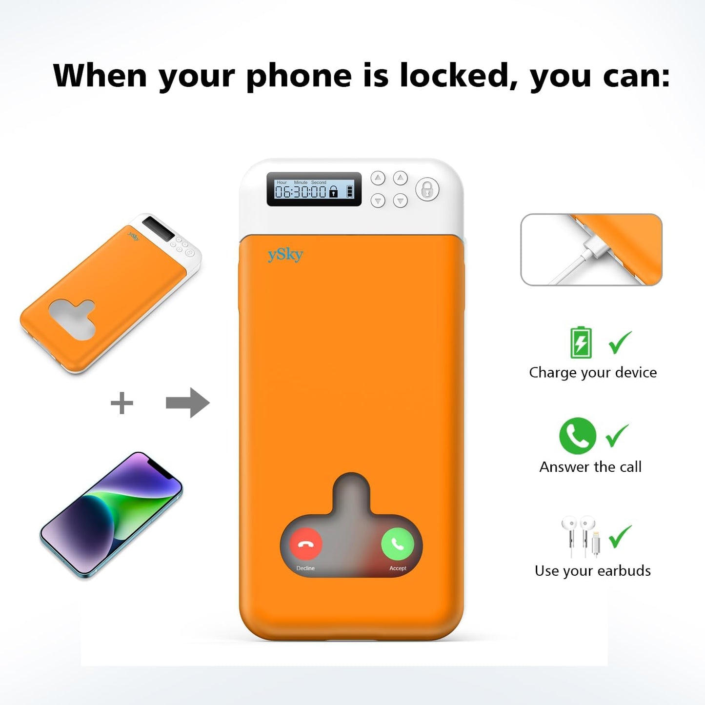 ySky Timed Lock Box, Portable Phone Locker with Self-Control Timer for iPhone, Android, Helping Kids, Students, Adults Focus Back, Mobile Phone Addiction Control (Green)
