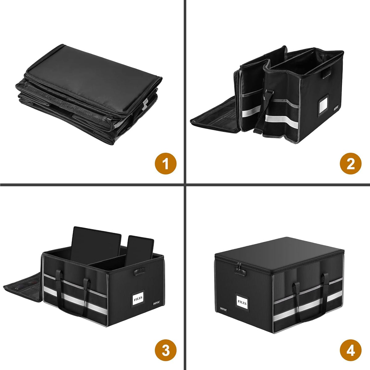 ENGPOW Large Fireproof Document Box with Lock＆Multi Pockets, 19"x16"x11"