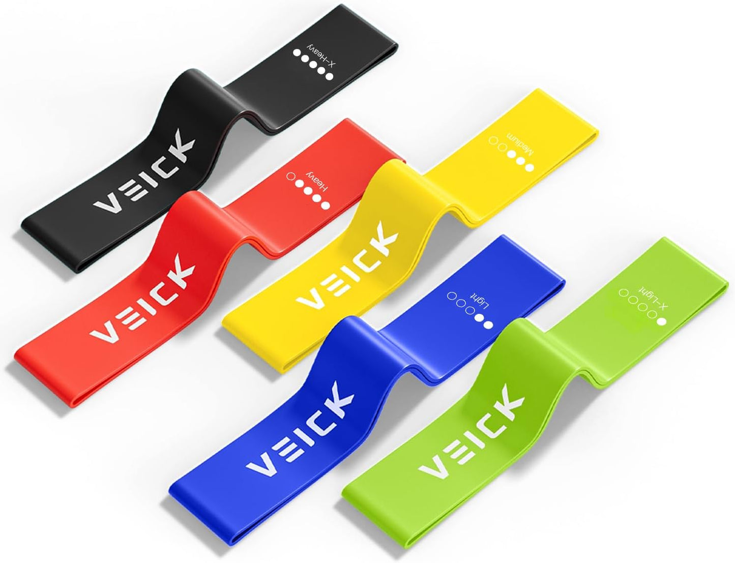 VEICK Resistance Loop Bands Set of 5, Exercise Bands with 5 Resistance Levels, Stackable Workout Bands for Strength Training, Pilates, Fitness Gear for Men Women Home Gym Office Travel