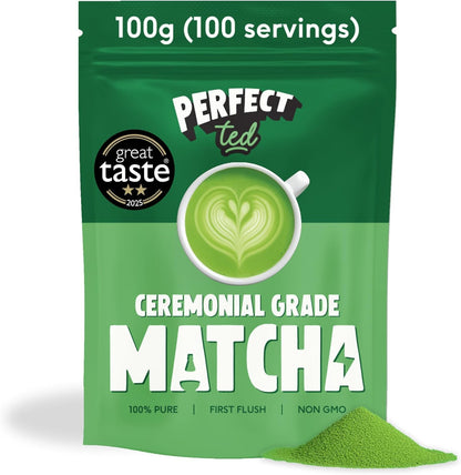 PerfectTed Matcha Powder, Ceremonial Grade Japanese, 30g (30 Servings), Perfect for Lattes & Smoothies | Premium Matcha Fuel | with L-Theanine | Antioxidants | Vegan | Gluten-Free