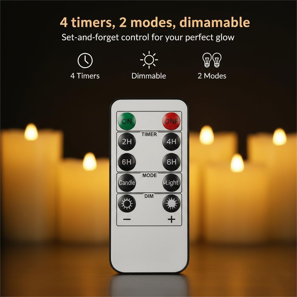 ANGELLOONG Flickering Flameless Candles, Realistic Battery Operated Candles with Remote and Timer, Set of 3 LED Candles for Fall Room Home Wedding Decor Centerpieces Table Party Christmas Decorations