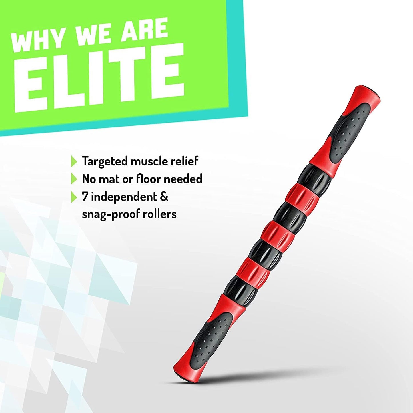 Elite Massage Roller Stick Targets Sore, Tight Leg Muscles to Prevent Cramps and Release Tension. It's Sturdy, Lightweight, Smooth Rolling and Thankfully This Lifesaver has Comfortable Handles.Red