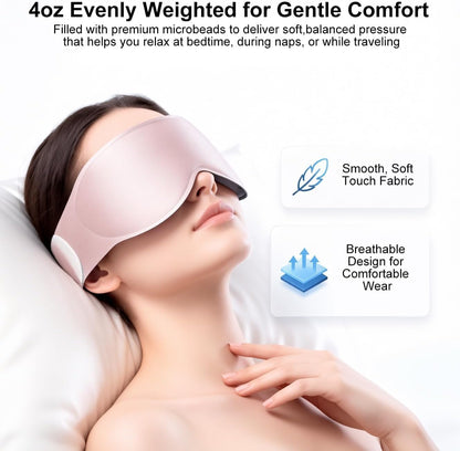 Weighted Blackout Sleep Mask for Men, 3D Contoured Zero Eye Pressure, Lash-Friendly Deep Eye Cups, Adjustable Slide Buckle Strap, Office Nap & Business Travel Essential, Relaxation Gift for Him(Black)
