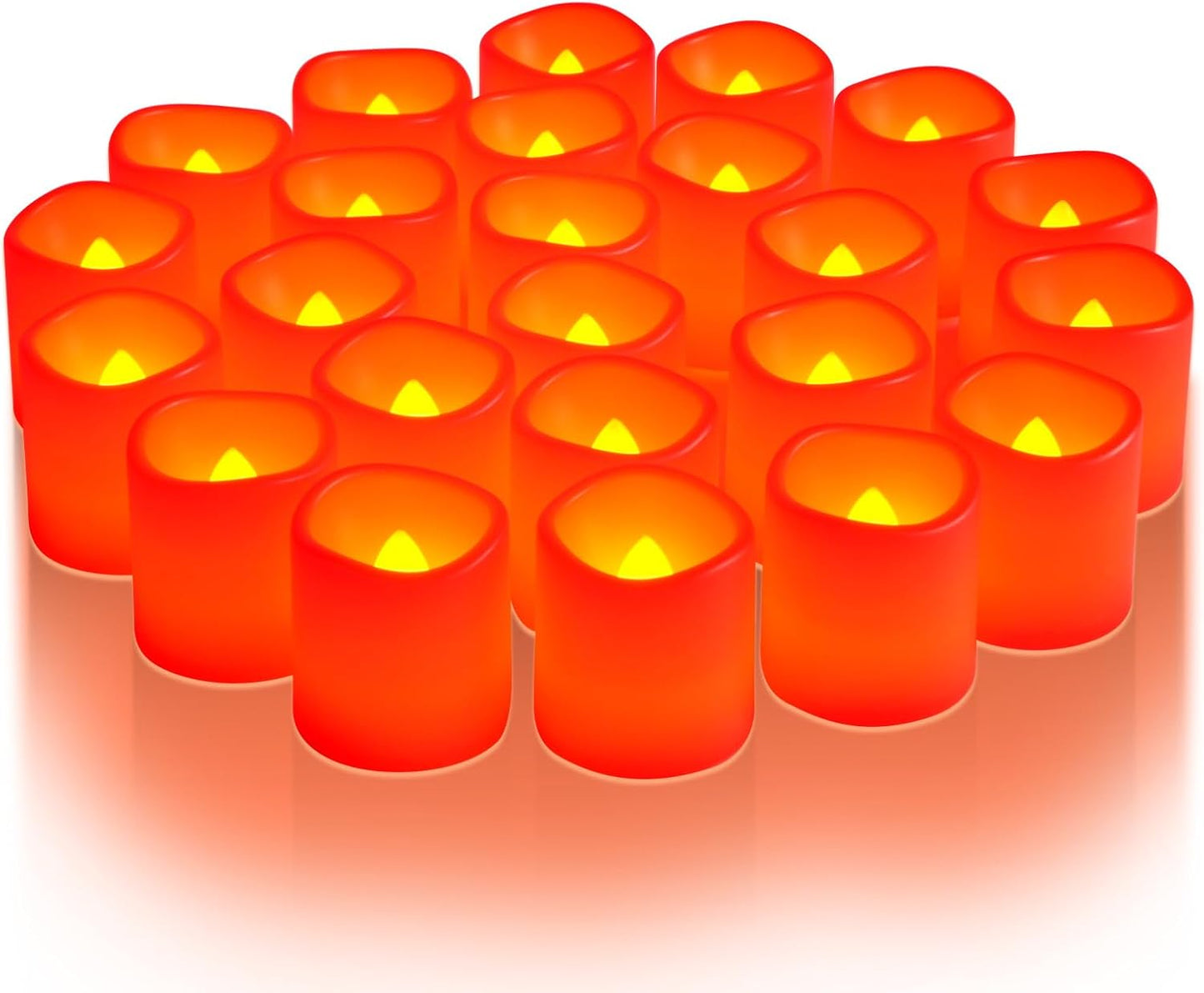 Homemory 24Pack Flickering Flameless Votive Candles for Wedding Decoration, 200+Hour Warm White Battery Operated LED Tealight, Electric Fake Candles for Party, Receptions, Halloween, Christmas