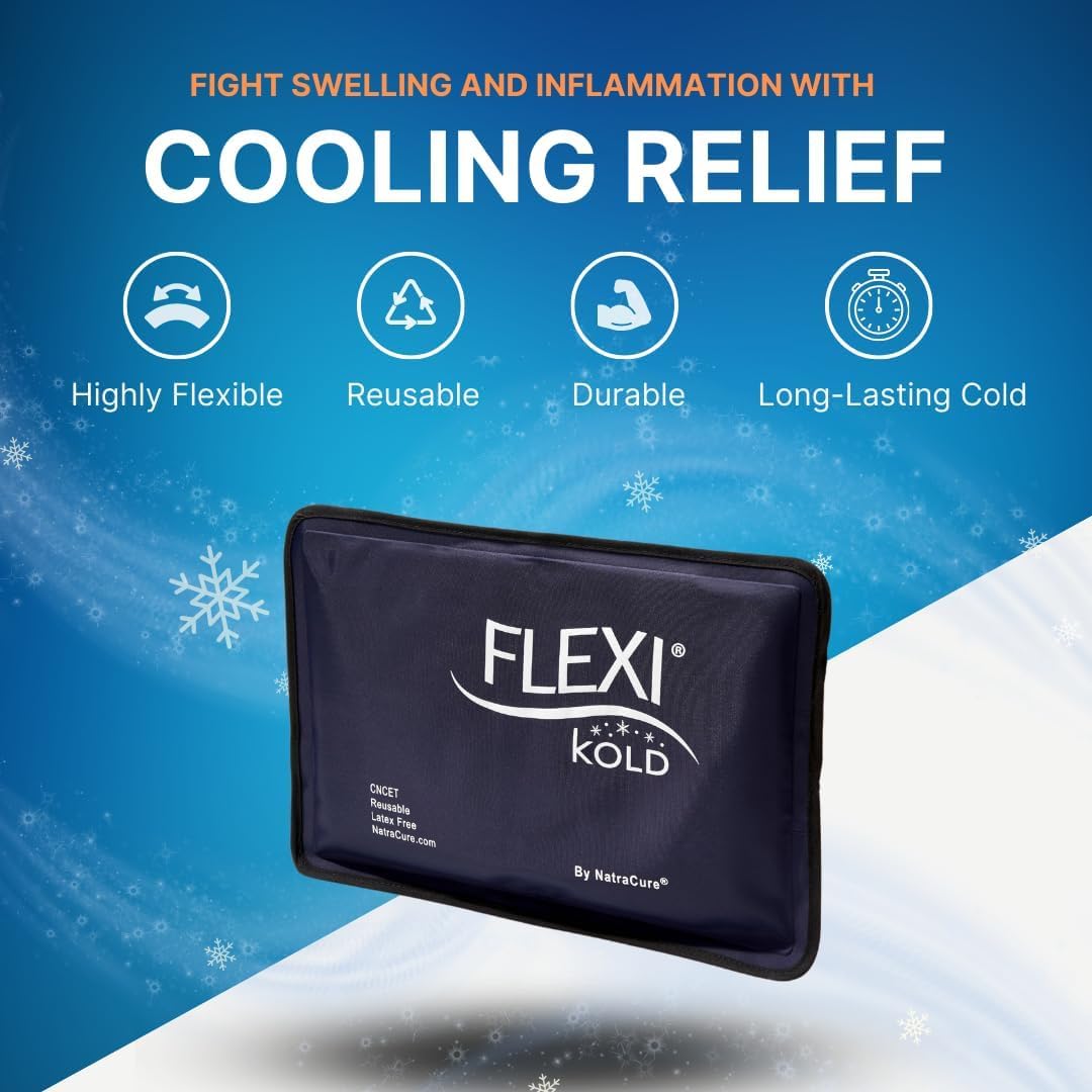 2 FlexiKold Gel Ice Packs (Standard Large: 10.5" x 14.5") - Reusable Cold Pack for Injuries, for Back Pain Relief, Migraine Relief Pad, After Surgery, Postpartum, Headache, Shoulder - 6300-COLD 2PK