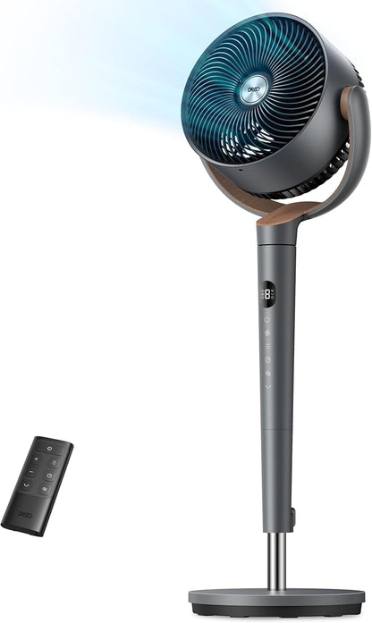 DREO Fan for Bedroom, 120° Oscillating Standing Fan, Quiet Floor Fan with DC Motor, Pedestal Fan for Room, 9 Speeds, 4 modes, 20dB, 120° Manual Vertical, 37-42" Adjustable Height, 9H Timer, Dark Gray