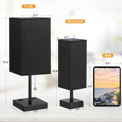 aooshine Small Table Lamp for Bedroom - Bedside Lamps for Nightstand, Minimalist Night Stand Light Lamp with Square Fabric Shade, Desk Reading Lamp for Kids Room Living Room Office Dorm