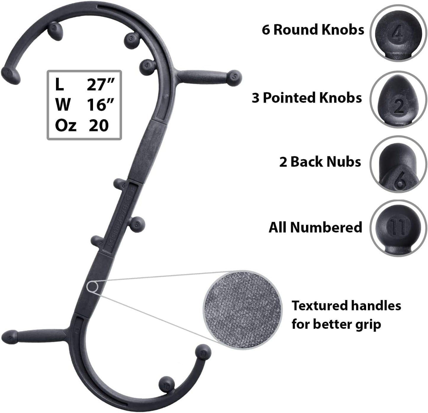 Body Back Buddy Classic Back Massager & Neck Massager for Pain Relief Black
