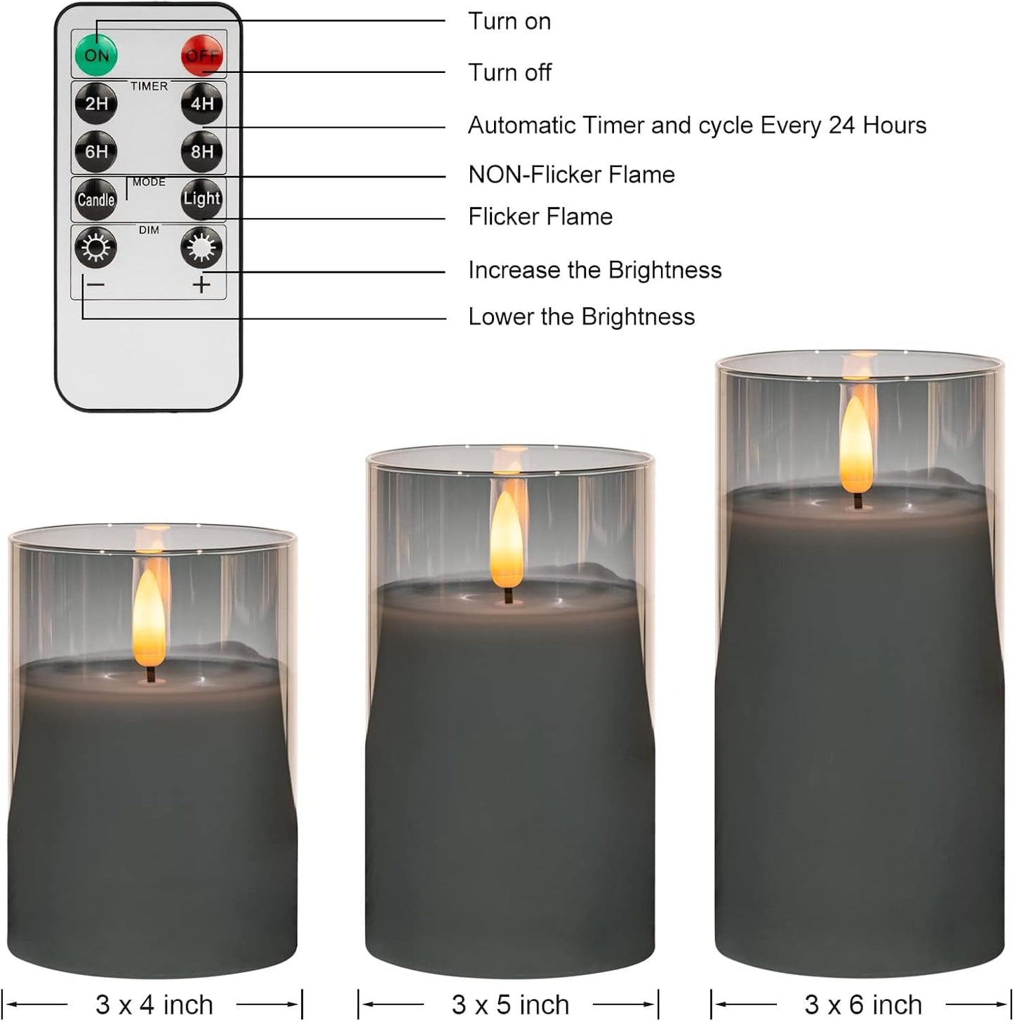 ANGELLOONG Flickering Flameless Candles, Realistic Battery Operated Candles with Remote and Timer, Set of 3 LED Candles for Fall Room Home Wedding Decor Centerpieces Table Party Christmas Decorations