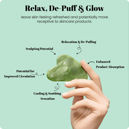 ROSELYNBOUTIQUE Gua Sha Facial Tools & Ice Roller for Face (Green) | Wrinkles Fine Lines Puffiness Massager Facial Self Care Gifts for Men Women