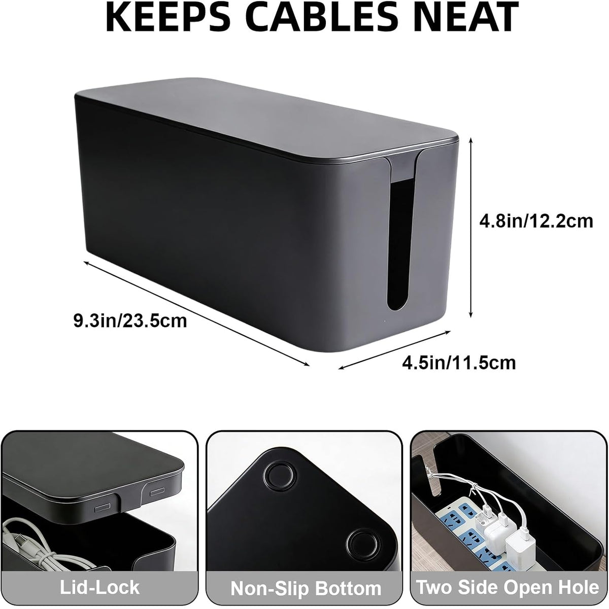 Cord Organizer Box Cable Management Hide Power Strips & Cords