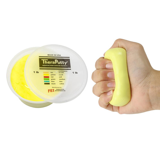 CanDo Theraputty Plus Hand Exercise Putty for Rehab, Exercise, Physical and Occupational Therapy, Strengthening, 1lb Yellow X-Soft