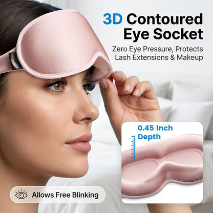 Weighted Eye Masks for Sleep: 3D Contoured Blackout Sleep Mask with Zero Eye Pressure, Eyelash Friendly Eye Mask for Women, Essentials for Airplane Travel, Night Shift Nurse, Office & Naps, Pink