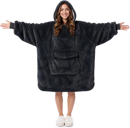 Krifey Wearable Blanket Hoodie, Oversized Sherpa Hooded Blanket for Adults | Soft sherpa fleece with sleeves and pocket; oversized fit for lounging, WFH, camping, Christmas and white elephant gifts.