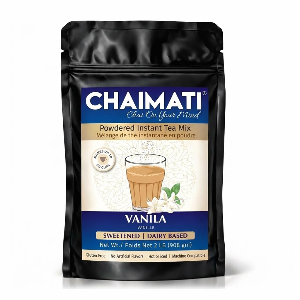 ChaiMati Cardamom Chai Latte Powder 2 lb | Instant Chai Tea Mix for Hot or Iced Drinks | Elaichi Chai Premix Makes 100 Cups, Low Caffeine Milk Tea for Home, Gifting & Parties