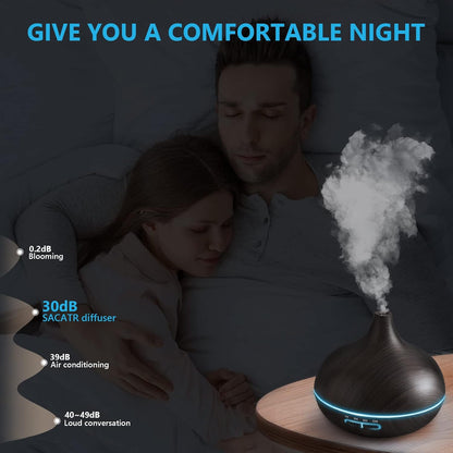 SACATR 500ml Essential Oil Diffuser with 15 Essential Oils, Ultrasonic Cool Mist Humidifier, Remote Control, 4 Timers, 15 Color Lights, Auto Shut-Off