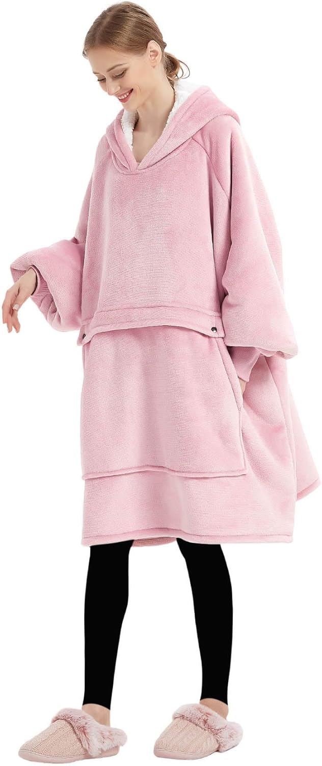 KFUBUO Wearable Blanket Hoodie for Adults Sherpa All Patterns Cat Oversized Sweatshirt Blanket with Pockets for Women