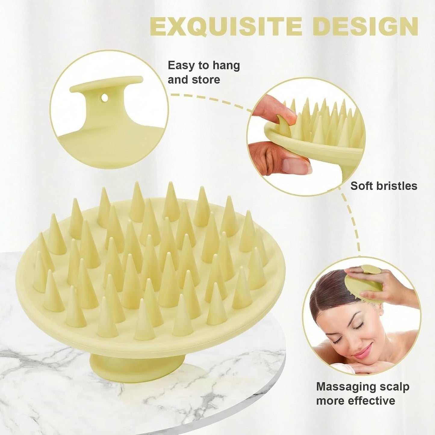 Meartchy Silicone Scalp Massager Shampoo Brush, Scalp Brush for Hair Growth & Dandruff Removal, Hair Scrubber Scalp Stimulator Exfoliator Brush with Soft Bristles for Wet Dry Scalp Care (Black)