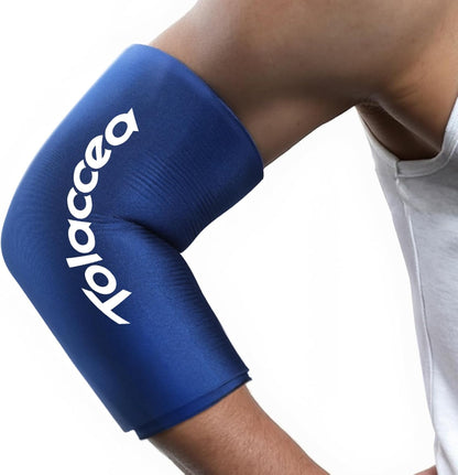 Tolaccea Hot & Cold Therapy Flexible Ice Packs Cold Therapy Compression Sleeve Reusable Gel Pack for Injury Cold Wrap for Knee Calf Elbow (Large (Pack of 1), Blue)