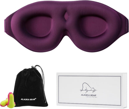 ALASKA BEAR Sleep Mask for Side Sleepers Patented Design, Cup-Shaped and Extra-Soft, 100 Blackout Eye Mask Shades Cover for Men and Women Home or Travel, Machine Washable, Black