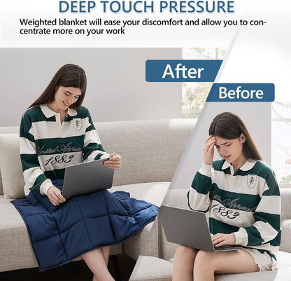 L'AGRATY Weighted Lap Pad 7lb: Small Weighted Blanket for Adults - Cooling Portable Travel Blanket for Relaxation Sleeping - Washable All-Season (29" x 24")