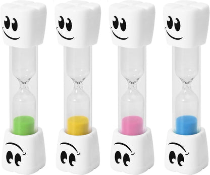 2 Minute Toothbrush Sand Timer for Kids - Set of 2 Small Blue and Pink Smiley Hourglass