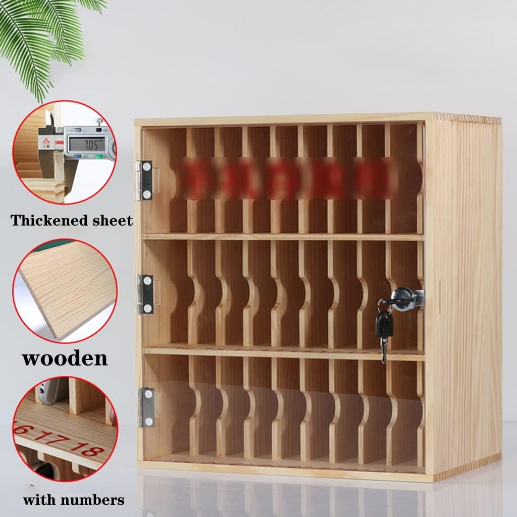 Wooden Mobile Phone Charging Station with Lock Wall Mounted Organizer for 30 Devices Perfect for Schools and Offices Smart Phone Management Solution (Wood 30 bits)