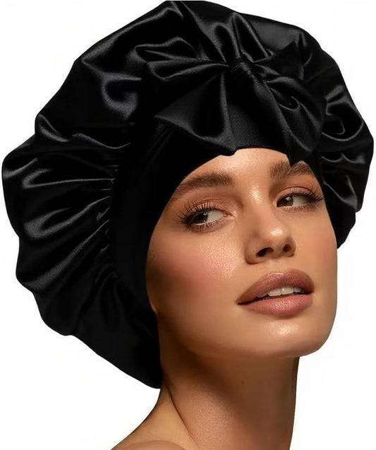 Silk Bonnet for Women, Satin Bonnet for Sleeping, Large Sleep Cap with Elastic Tie Band for Curly Hair
