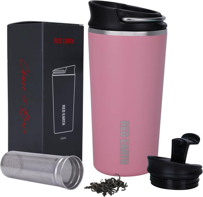 GiNT 17oz Travel Tea Mug with Infuser, 2 Lids. Vacuum Insulated 316 Stainless Steel Coffee Mug. Dishwasher Safe Tea Cup with Strainer for Hot & Cold Brew Coffee. Mothers Day Gifts for Mom (Green)
