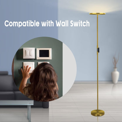 JOOFO LED Torchiere Floor Lamp with Remote, Stepless Dimmable Black