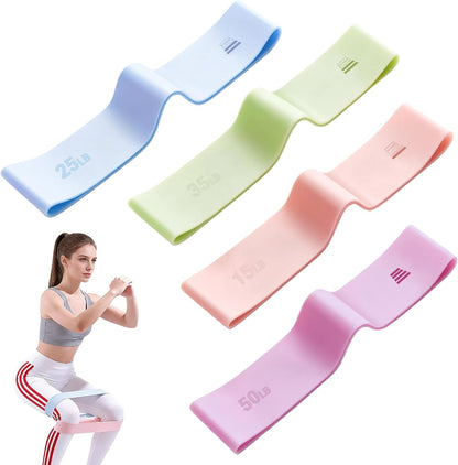 Resistance Bands for Working Out - 2/3/4 Pack Elastic Loop Exercise Band Set 15 25 35 50 lbs, Strength Training Stretching Home Gym Workout Bands for Pilates Yoga Leg Glute Arm Workout for Women Men
