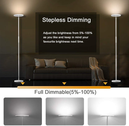 JOOFO LED Torchiere Floor Lamp with Remote, Stepless Dimmable Black
