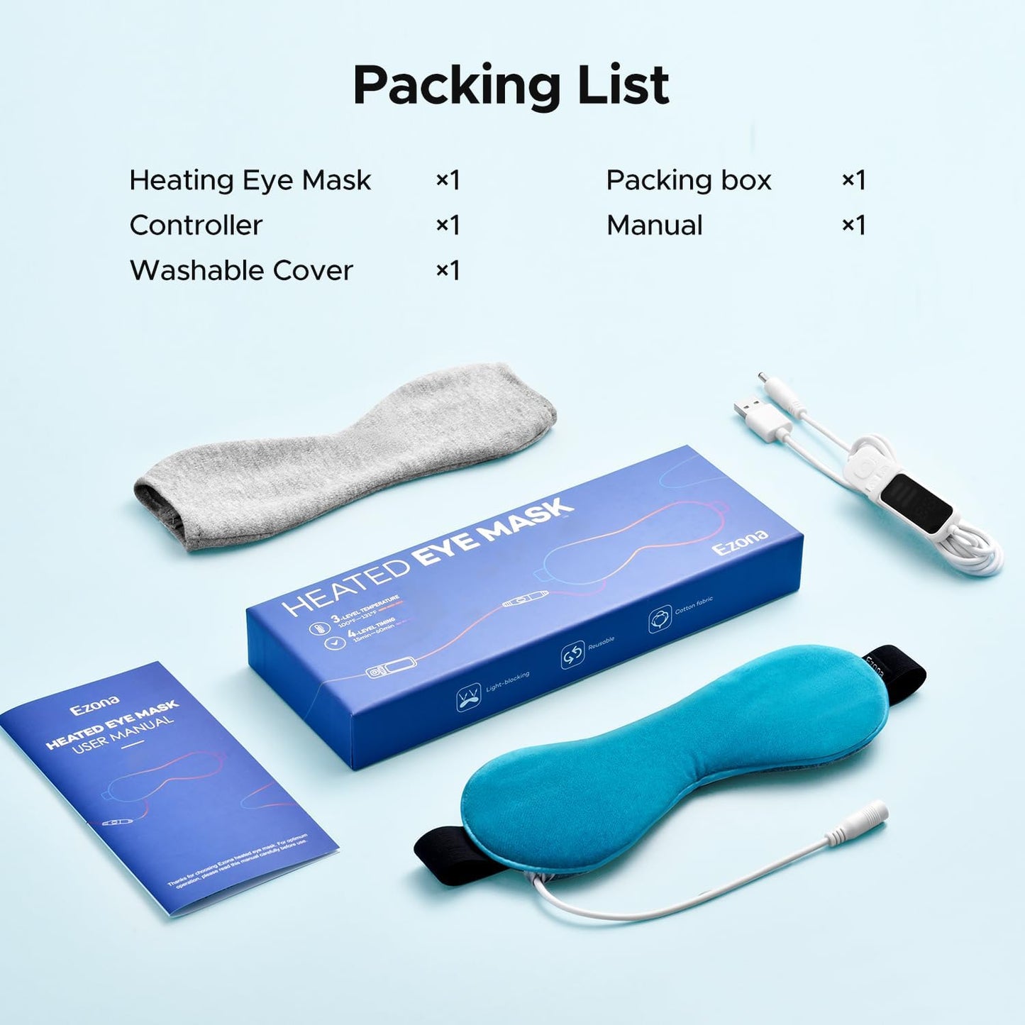 Ezona Heated Eye Mask, Warm Eye Compress Mask for Dry Eyes