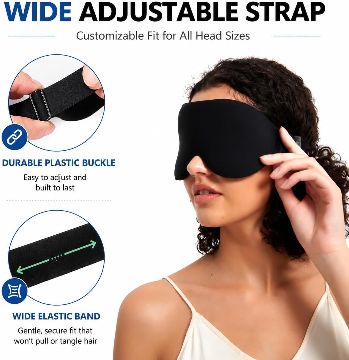 ALASKA BEAR Sleep Mask for Side Sleepers Patented Design, Cup-Shaped and Extra-Soft, 100 Blackout Eye Mask Shades Cover for Men and Women Home or Travel, Machine Washable, Black